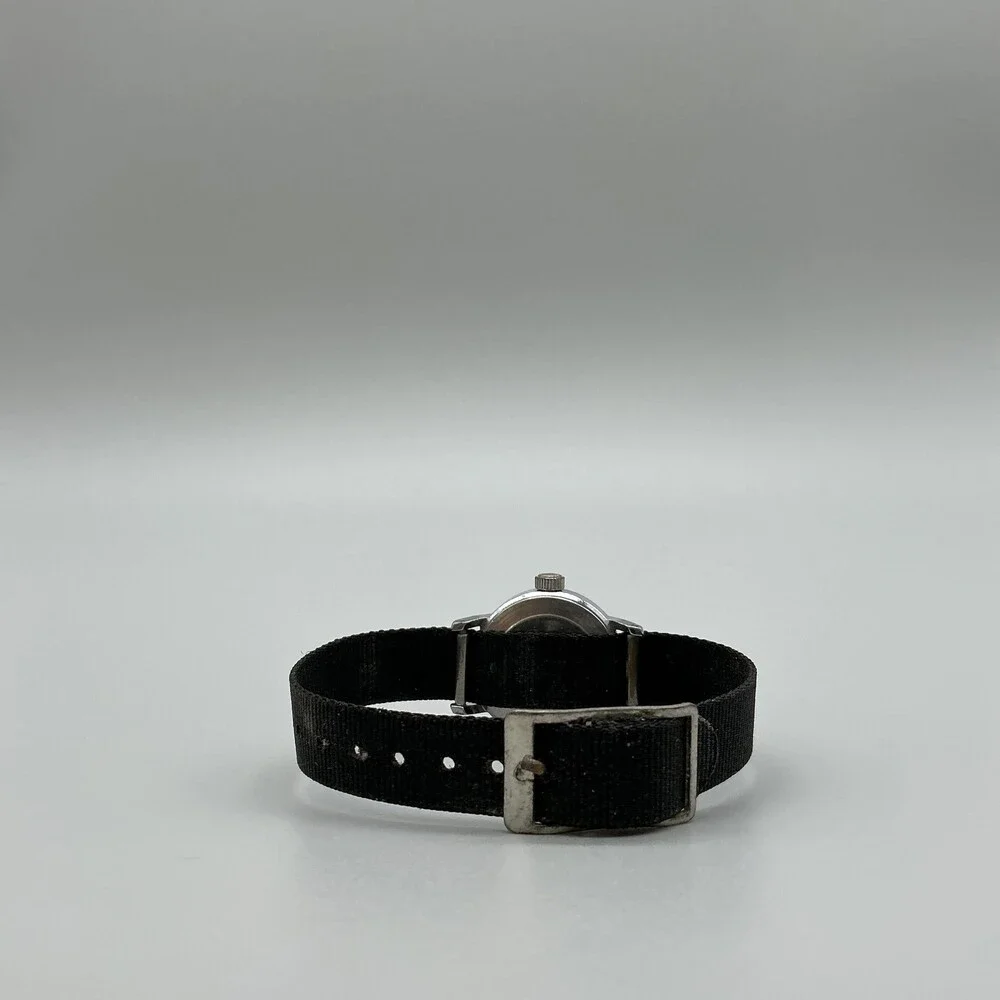 Vintage Timex Womens Watch 24mm White Dial Silver Tone Black Manual Wind